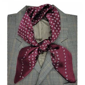 ✨Luxurious Silky Square Scarf Mini-Paisley Teardrop Neck Head Bandana Maroon New